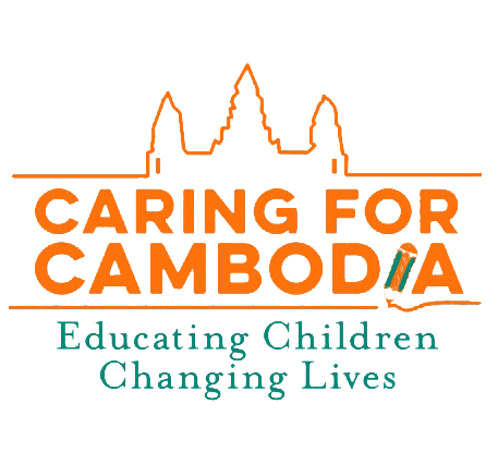Logo of Caring for Cambodia with the tagline 'Educating Children Changing Lives'.
