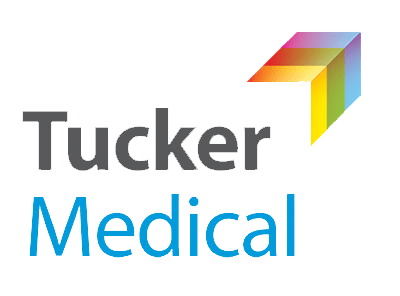 Logo of Tucker Medical featuring a colorful geometric shape and the text 'Tucker Medical' in gray and blue.