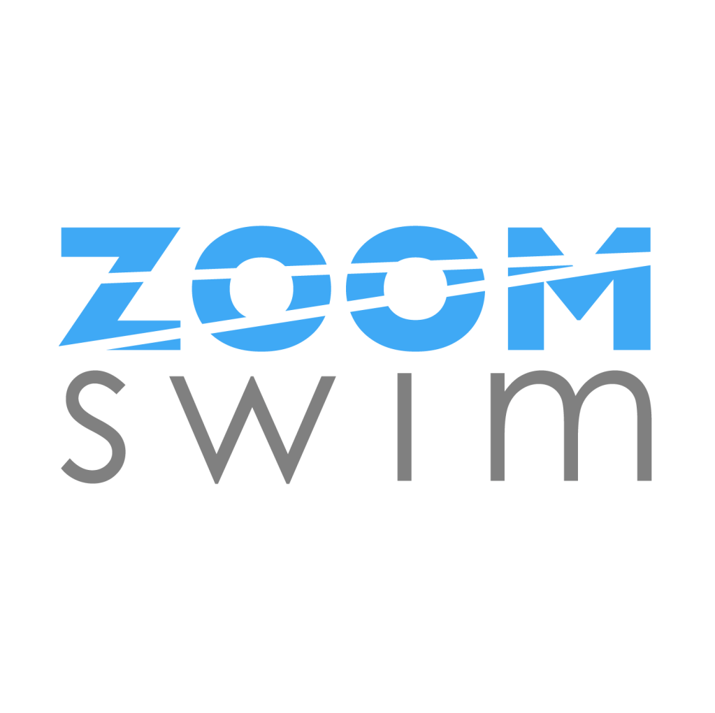 Logo of Zoom Swim featuring the word 'ZOOM' in blue and 'SWIM' in gray.